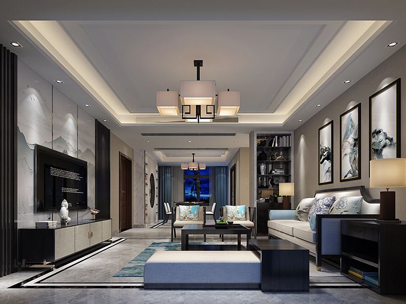 泰州市百合苑新中式風格三居室裝修案例