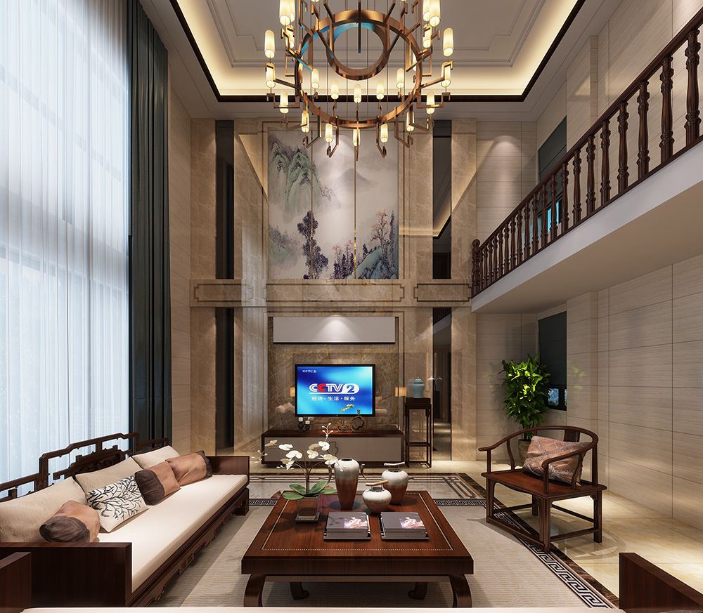 湛江市新城市花園新中式風格別墅裝修案例