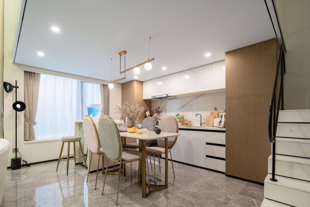 現代輕奢風格室內家裝案例效果圖-餐廳 現代輕奢風格室內家裝案例效果圖-餐廳