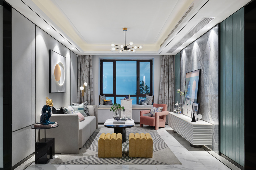 現代輕奢風格室內家裝案例效果圖-客廳 現代輕奢風格室內家裝案例效果圖-客廳