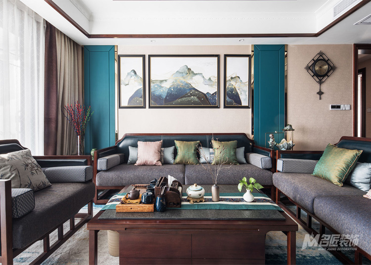 佛山市越秀閱湖臺(tái)新中式風(fēng)格三居室裝修案例