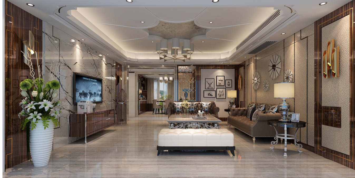 德陽(yáng)市香港花園歐式風(fēng)格五居室裝修案例