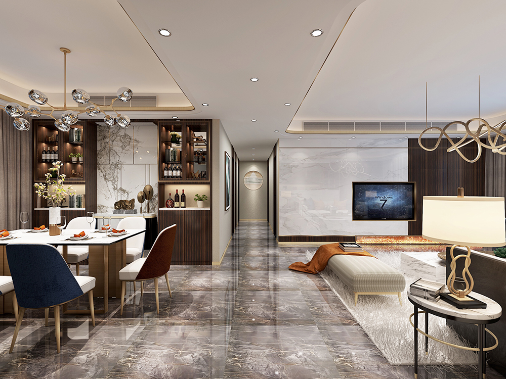 輕奢風格室內裝修效果圖-萬象江山二期四居195平米-客餐廳 輕奢風格室內裝修效果圖-萬象江山二期四居195平米-客餐廳