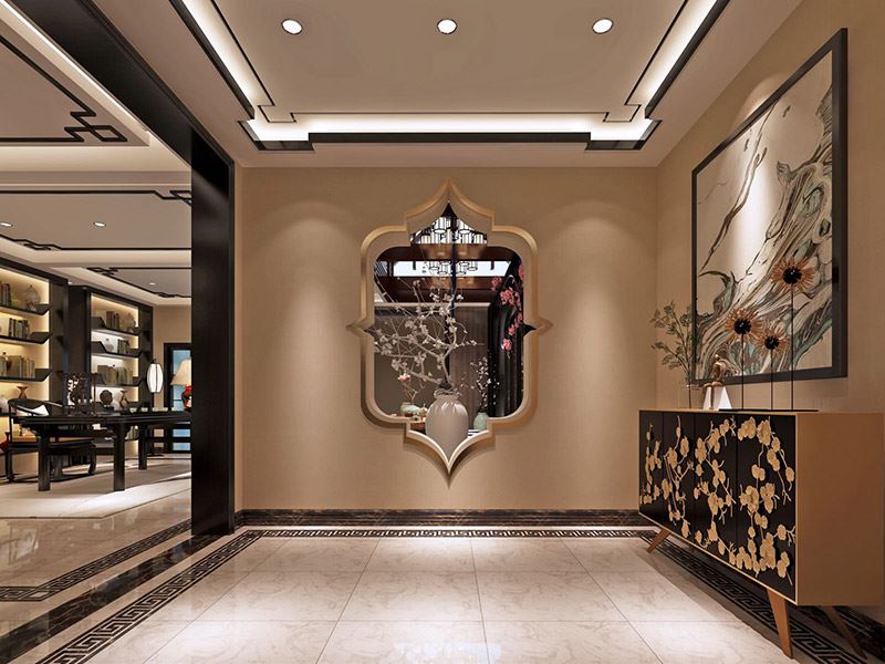 自貢市珍珠寺社區新中式風格別墅裝修案例