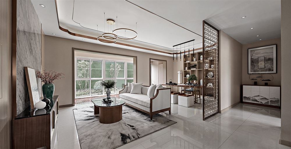 佛山市頤安&middot;天璟名庭新中式風格三居室裝修案例