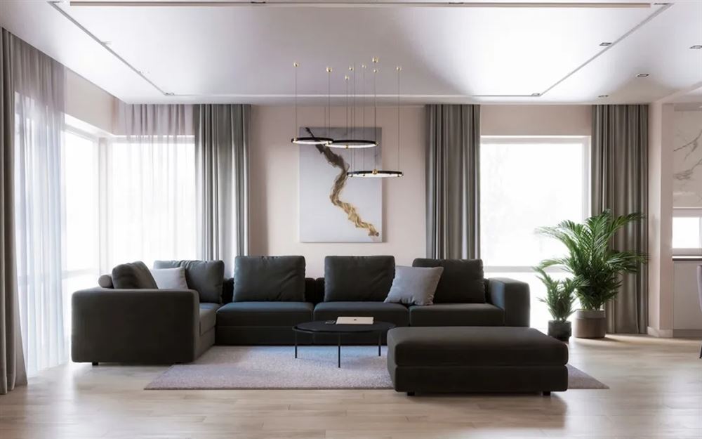 江門市方直瓏湖灣輕奢風(fēng)格三居室裝修案例