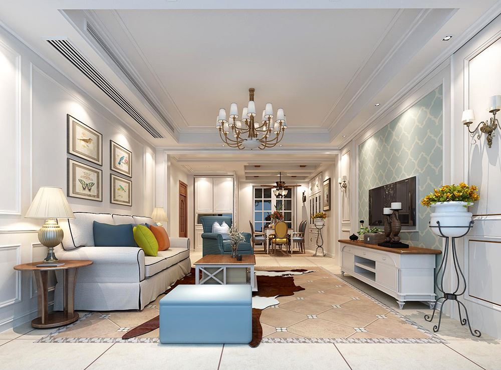 連云港市連云港供電局宿舍美式風(fēng)格三居室裝修案例