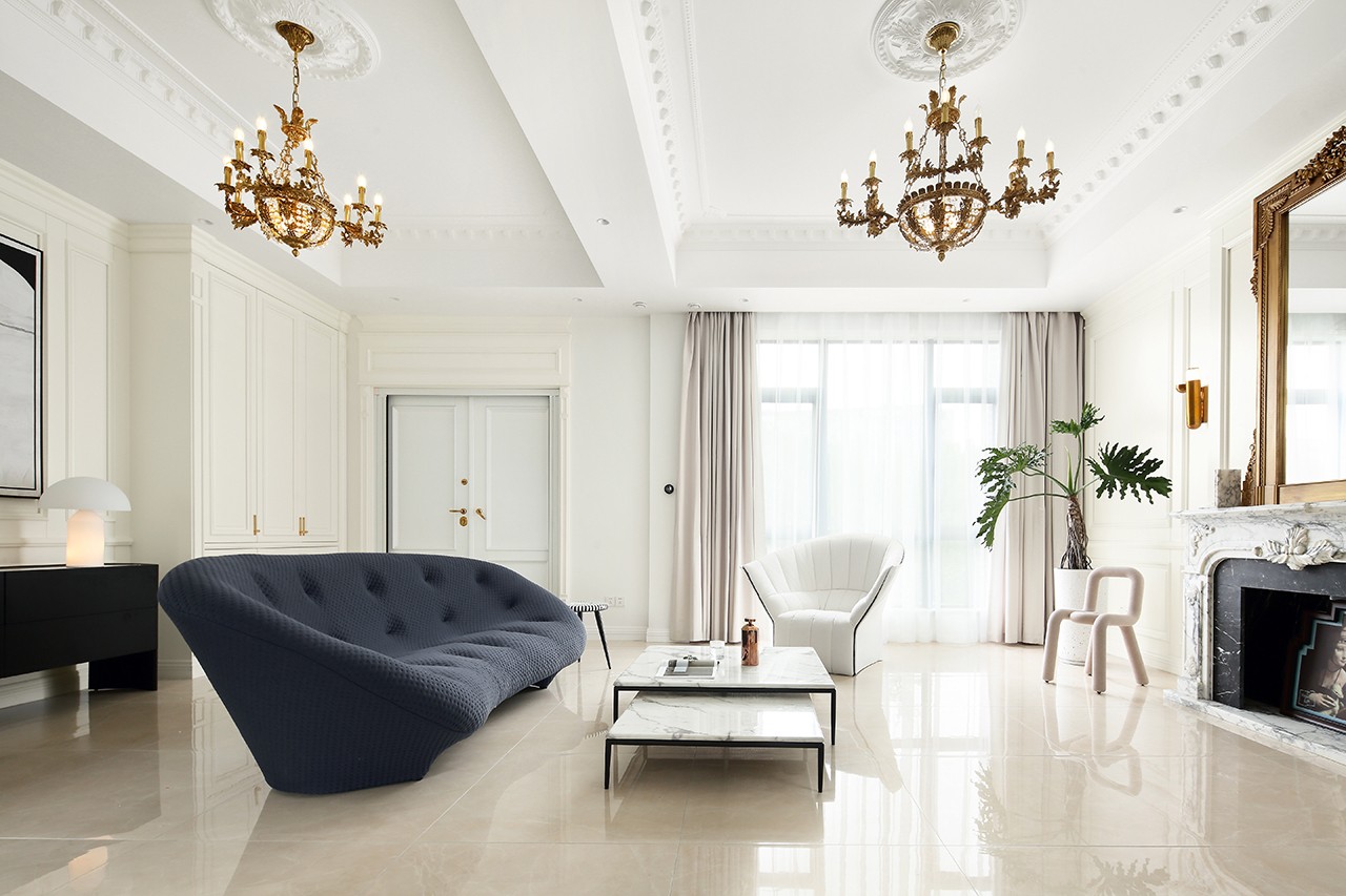 簡歐輕奢風格家裝設計別墅裝修效果圖-客廳 簡歐輕奢風格家裝設計別墅裝修效果圖-客廳