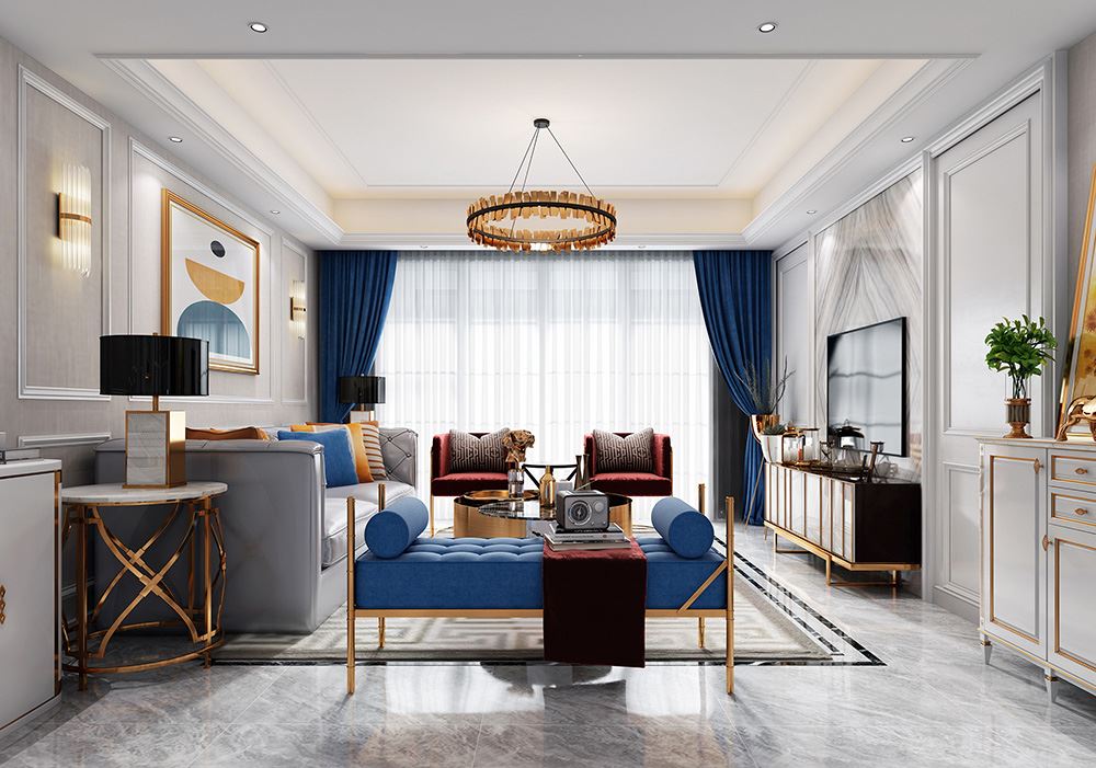 佛山市越秀御湖臺輕奢風格三居室裝修案例