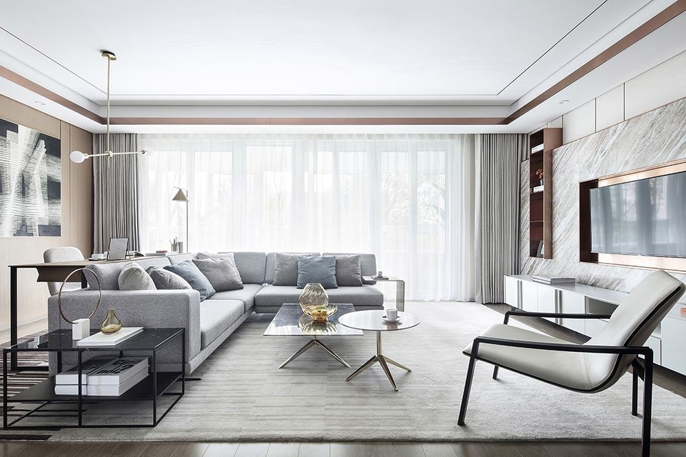 南寧市華潤萬象華府輕奢風格三居室裝修案例