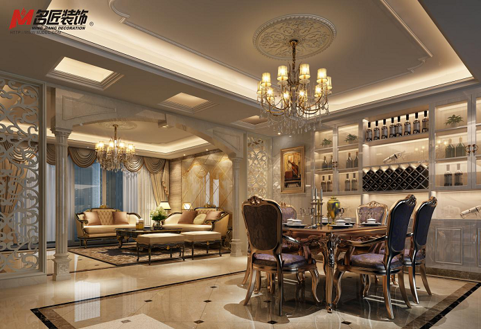 淮安市金輝天鵝灣歐式風格四居室裝修案例