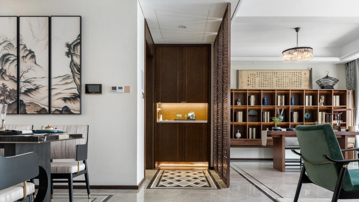 新中式風格室內家裝案例效果圖-玄關 新中式風格室內家裝案例效果圖-玄關