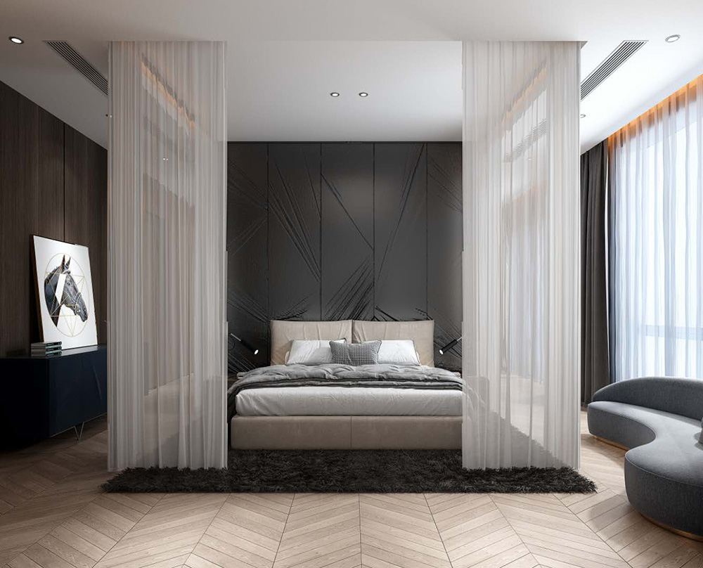 裝修公司現代輕奢風格別墅裝修效果圖-臥室 裝修公司現代輕奢風格別墅裝修效果圖-臥室