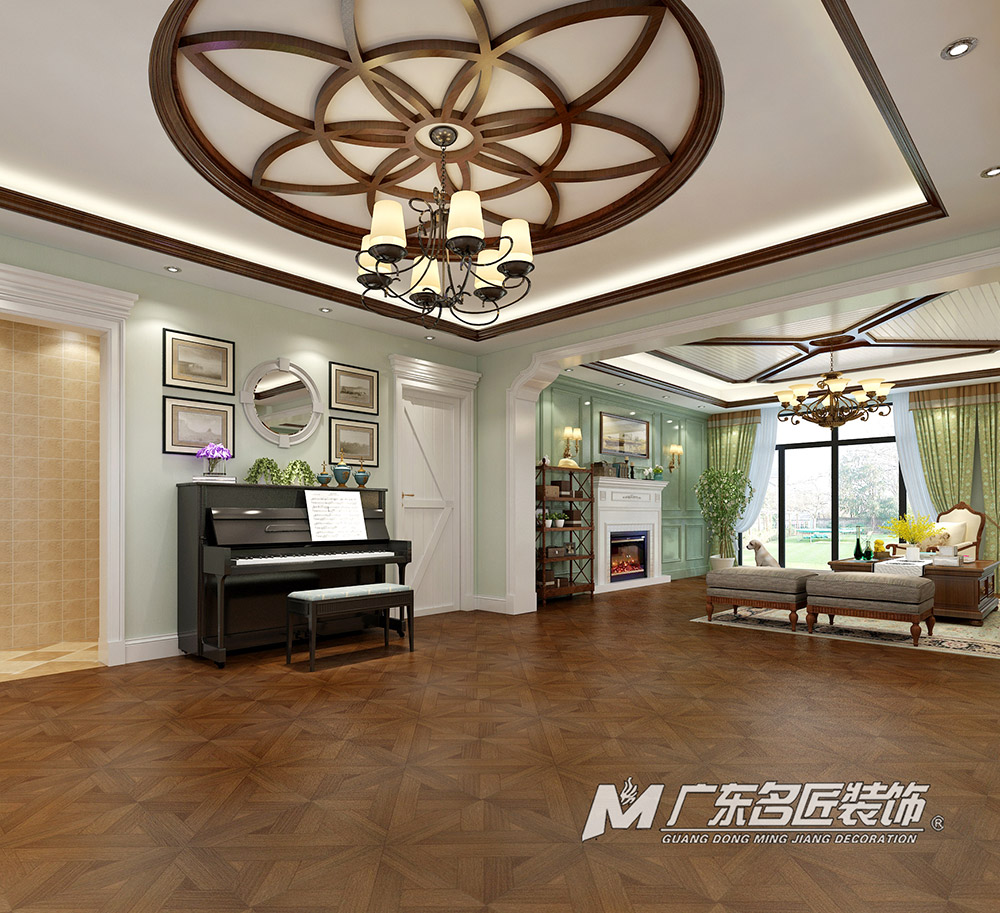 九號別墅410平米美式鄉村風格裝修案例-客廳鋼琴 九號別墅410平米美式鄉村風格裝修案例-客廳鋼琴