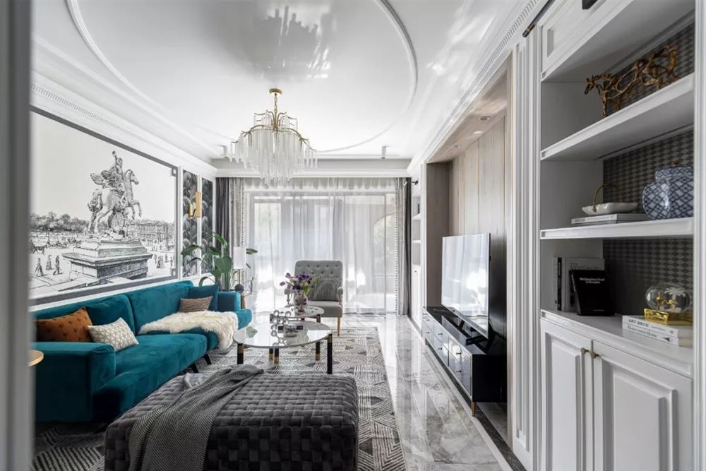 昭通市鳳凰鎮家屬區美式風格三居室裝修案例