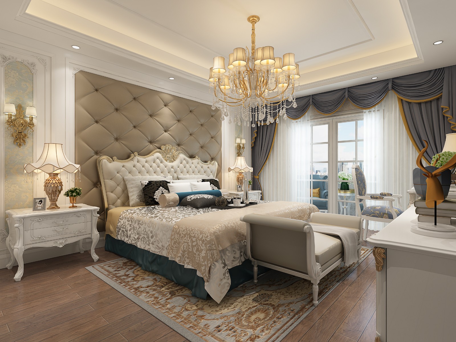 歐式奢華風格家裝設計室內裝修效果圖-主臥 歐式奢華風格家裝設計室內裝修效果圖-主臥