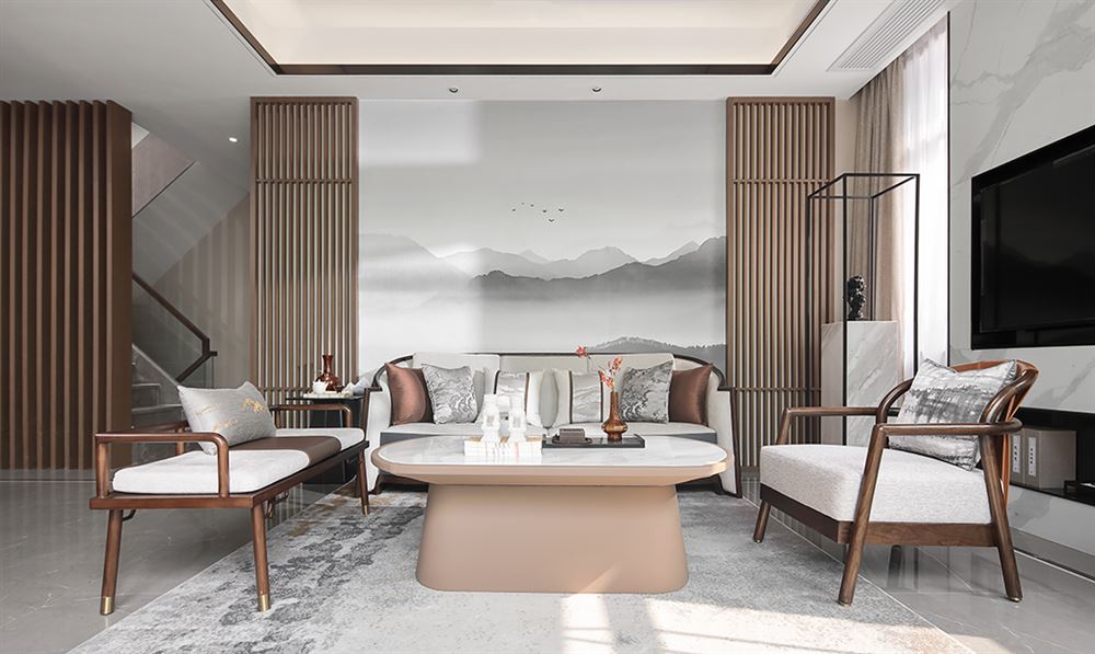 深圳市和成金竹家園新中式風格三居室裝修案例