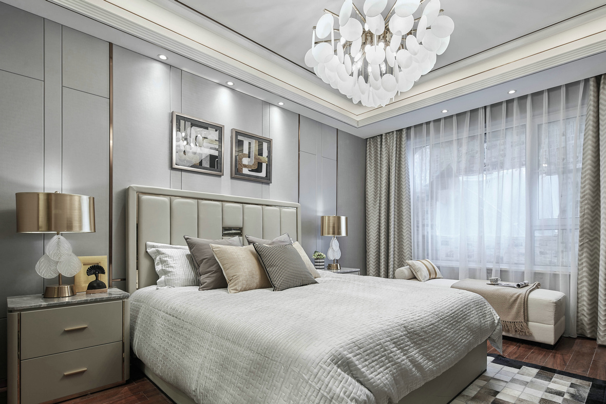 輕奢風(fēng)格室內(nèi)裝修效果圖-萬象江山二期四居175平米-臥室 輕奢風(fēng)格室內(nèi)裝修效果圖-萬象江山二期四居175平米-臥室