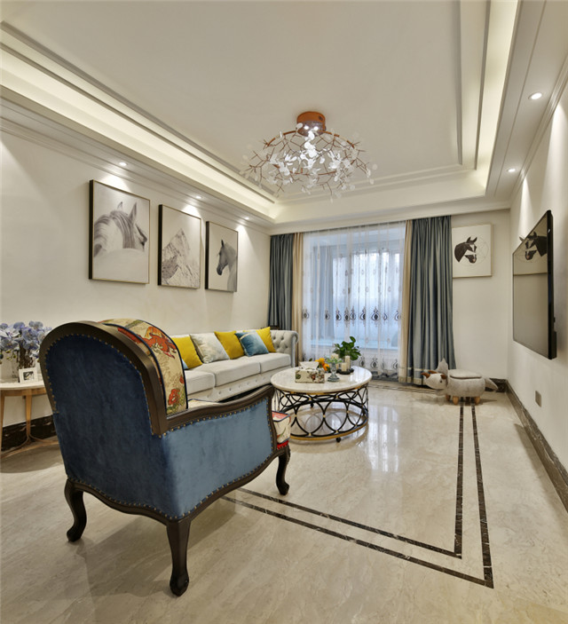 裝修案例美式輕奢風格室內裝修效果圖-客廳 裝修案例美式輕奢風格室內裝修效果圖-客廳