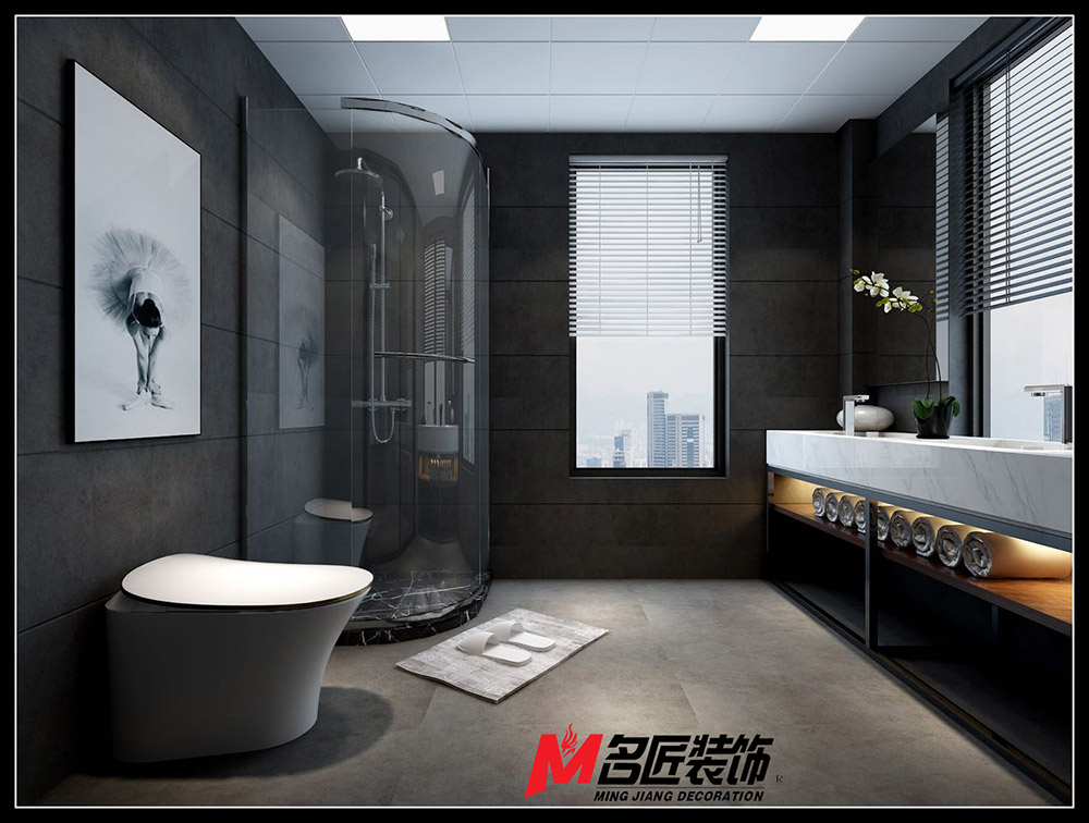 星光耀三居130平米黑白灰輕奢風格裝修案例-衛(wèi)生間 星光耀三居130平米黑白灰輕奢風格裝修案例-衛(wèi)生間