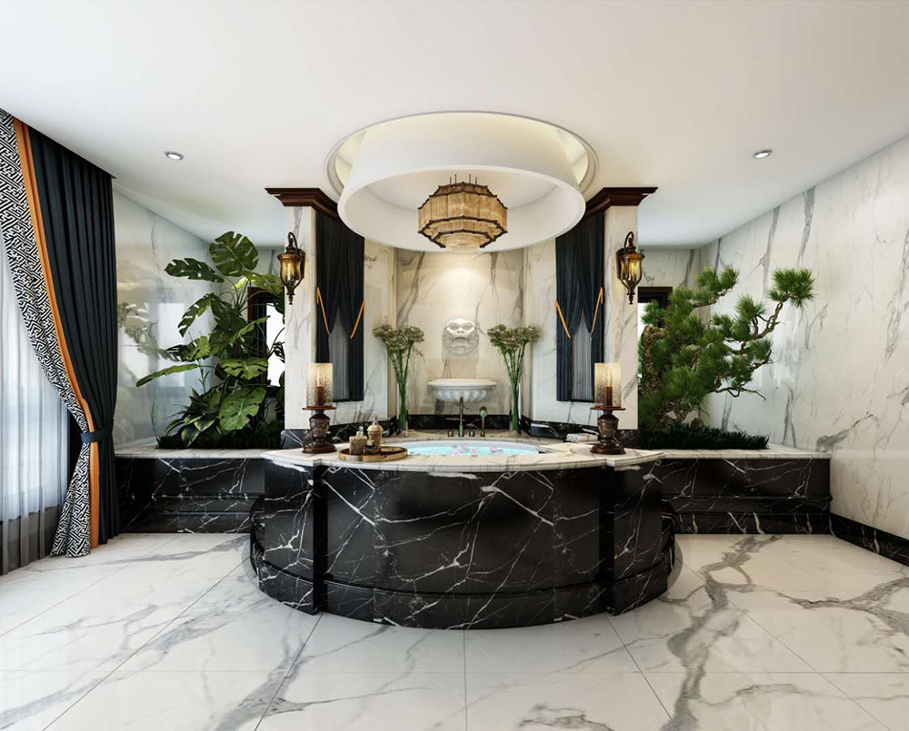 裝修公司現代輕奢風格別墅裝修效果圖-主衛 裝修公司現代輕奢風格別墅裝修效果圖-主衛