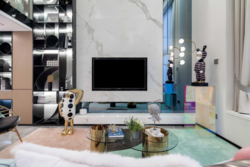 現代輕奢風格室內家裝案例效果圖-客廳 現代輕奢風格室內家裝案例效果圖-客廳