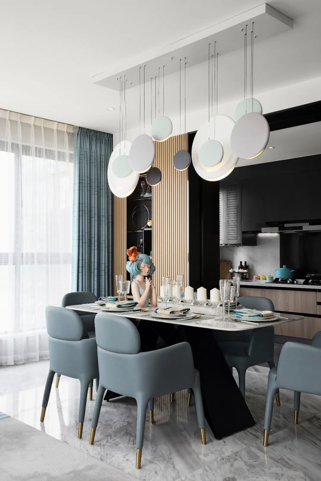 現代輕奢風格室內設計家裝案例-餐廳 現代輕奢風格室內設計家裝案例-餐廳