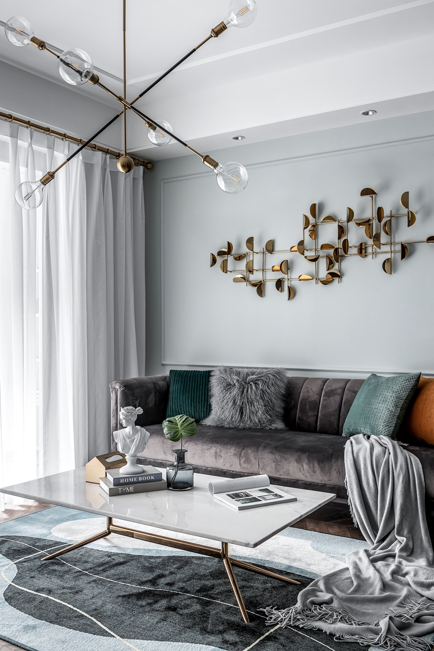 北歐輕奢風格室內家裝案例效果圖-客廳茶幾 北歐輕奢風格室內家裝案例效果圖-客廳茶幾