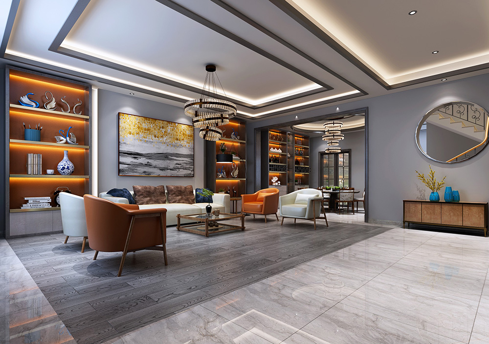 簡歐輕奢風格別墅裝修設計效果圖-依云水岸別墅366平米-別墅裝修設計客廳 簡歐輕奢風格別墅裝修設計效果圖-依云水岸別墅366平米-別墅裝修設計客廳