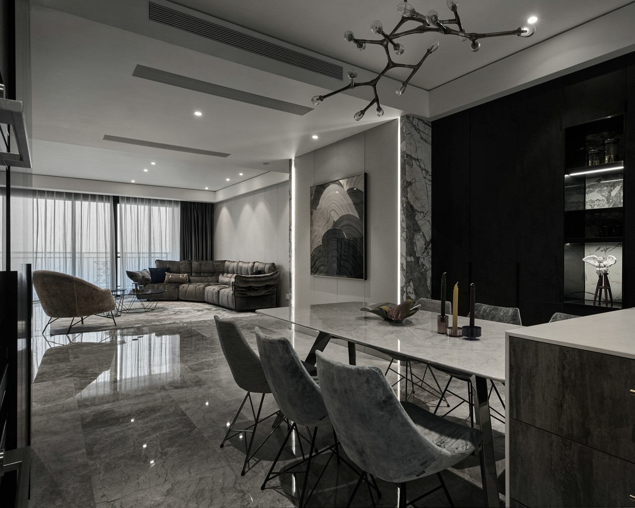 現(xiàn)代奢華輕奢風(fēng)格家裝設(shè)計(jì)室內(nèi)裝修效果圖-客餐廳 現(xiàn)代奢華輕奢風(fēng)格家裝設(shè)計(jì)室內(nèi)裝修效果圖-客餐廳