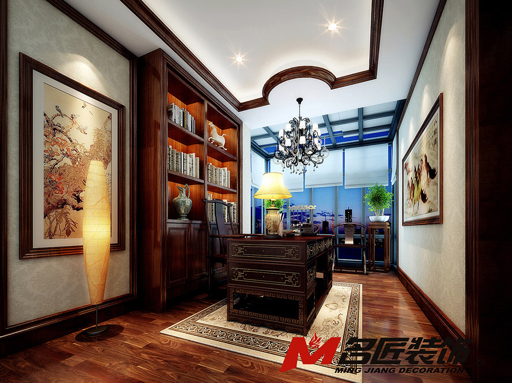 歐式風格別墅裝修效果圖-金地九瓏璧別墅277平米-別墅裝修設計書房 歐式風格別墅裝修效果圖-金地九瓏璧別墅277平米-別墅裝修設計書房