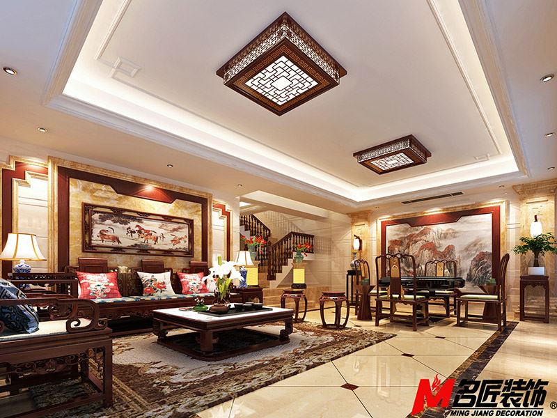 河源市星河國際新中式風格別墅裝修案例