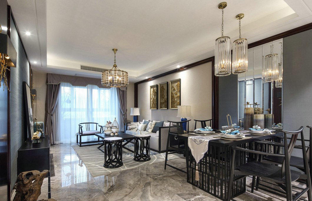 新中式風格室內(nèi)設(shè)計家裝案例-客餐廳 新中式風格室內(nèi)設(shè)計家裝案例-客餐廳