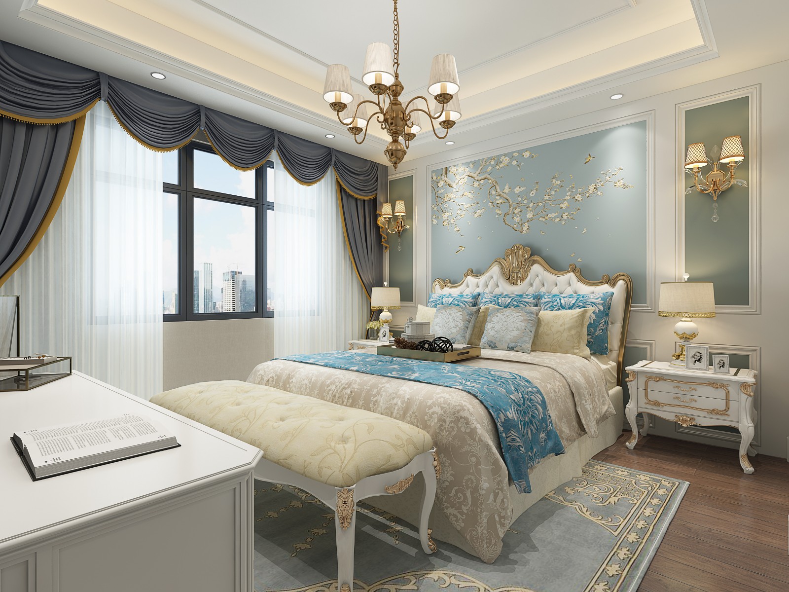 歐式奢華風格家裝設計室內裝修效果圖-次臥 歐式奢華風格家裝設計室內裝修效果圖-次臥