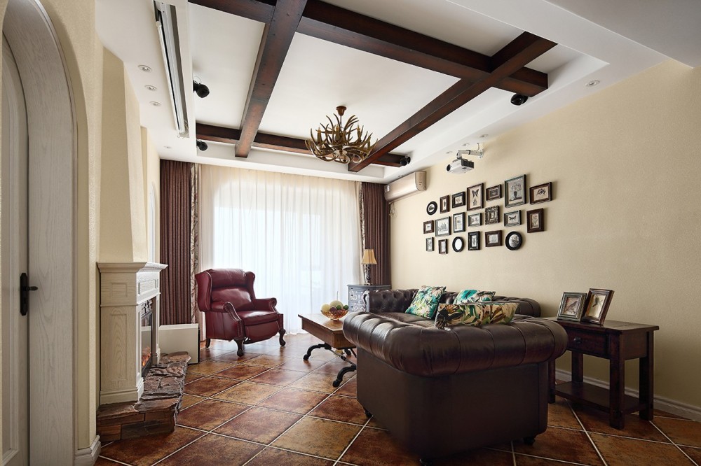 美式田園風(fēng)格室內(nèi)家裝案例效果圖-客廳 美式田園風(fēng)格室內(nèi)家裝案例效果圖-客廳