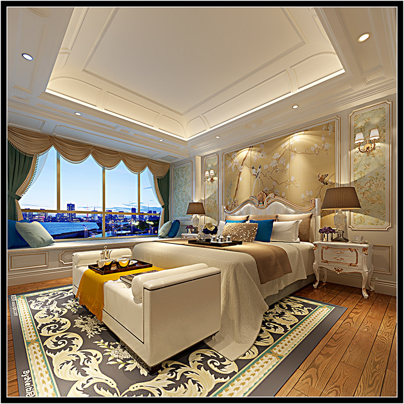 輕奢風格別墅裝修效果圖-浮洋別墅350平米-長輩房 輕奢風格別墅裝修效果圖-浮洋別墅350平米-長輩房