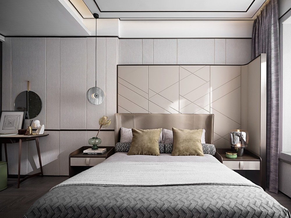 輕奢高級灰風格室內(nèi)家裝案例效果圖-臥室 輕奢高級灰風格室內(nèi)家裝案例效果圖-臥室