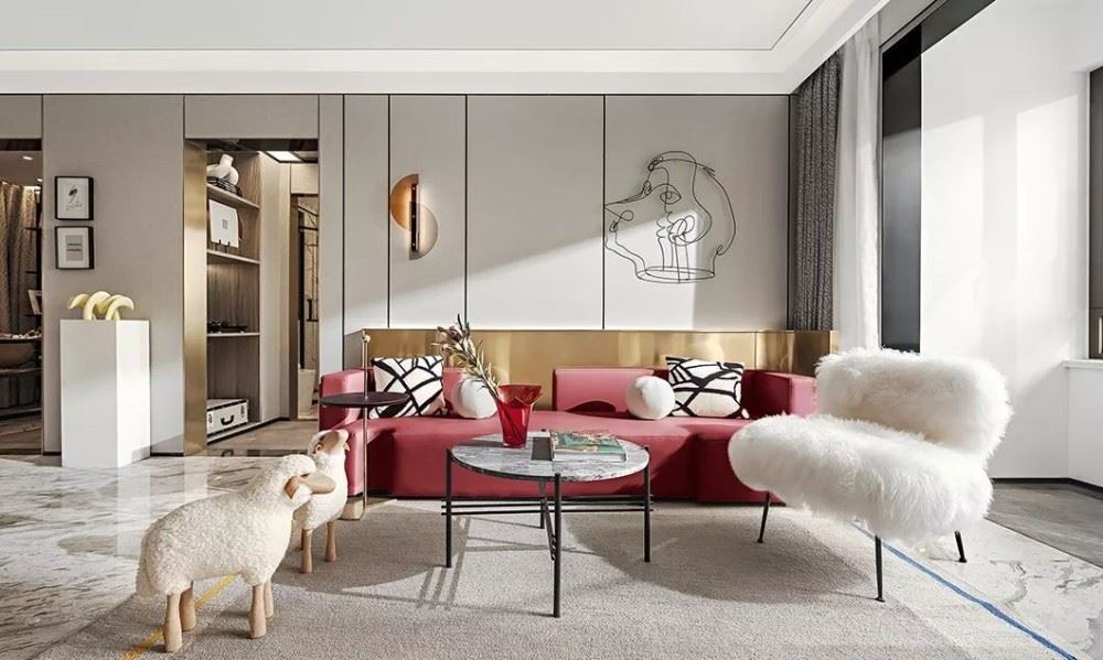 江門市寶堤灣畔輕奢風格三居室裝修案例