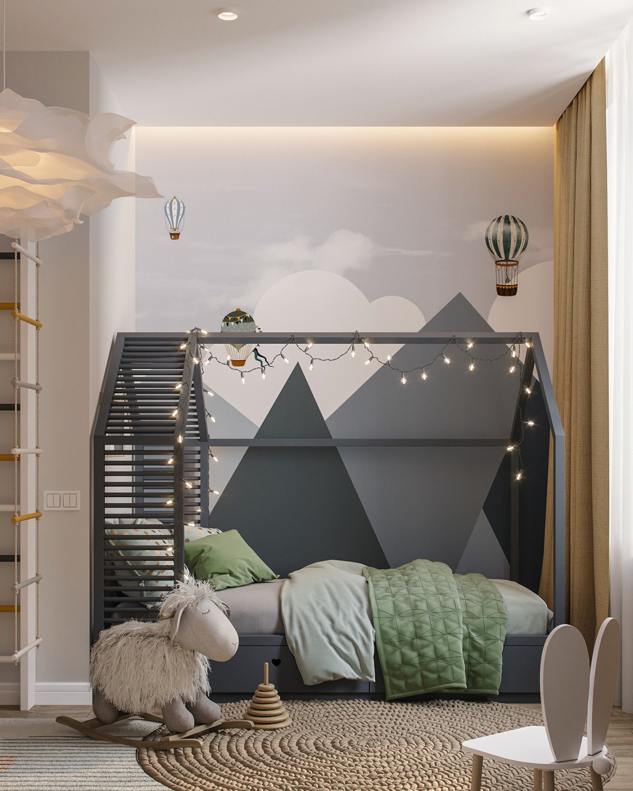 北歐簡約原木風格家裝設計室內裝修效果圖-兒童房 北歐簡約原木風格家裝設計室內裝修效果圖-兒童房