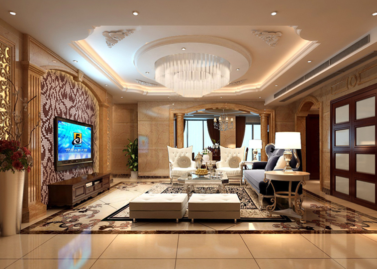 歐式風格室內裝修設計效果圖-萬科金域藍灣四居192平米-室內客廳裝修設計 歐式風格室內裝修設計效果圖-萬科金域藍灣四居192平米-室內客廳裝修設計