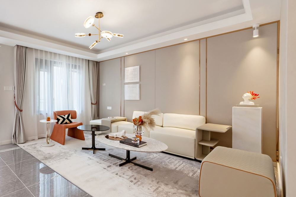 江門市柏麗豪園輕奢風格三居室裝修案例