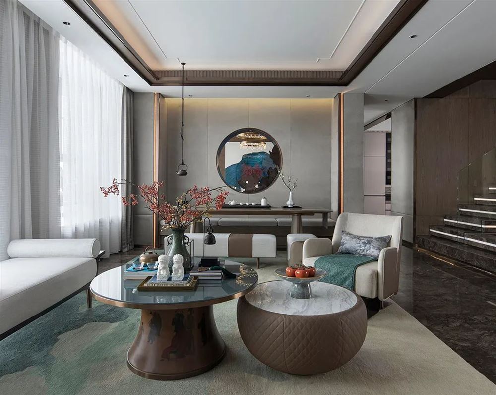 廣州市東方夏灣拿新中式風格復式裝修案例