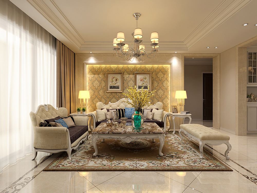 連云港市天順國際花園歐式風格三居室裝修案例