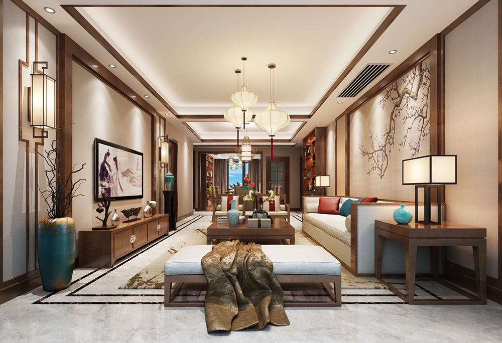 衢州市紫荊花苑新中式風格三居室裝修案例