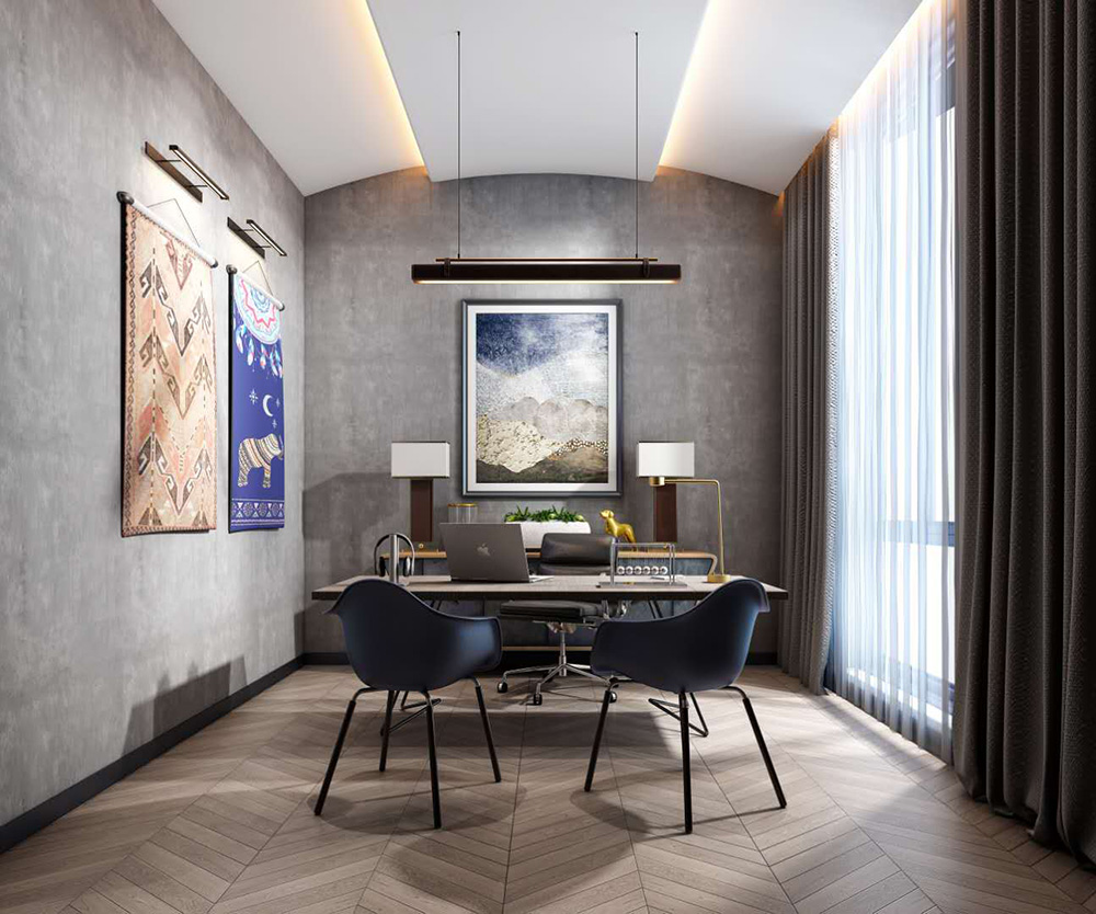 裝修公司現代輕奢風格別墅裝修效果圖-書房 裝修公司現代輕奢風格別墅裝修效果圖-書房