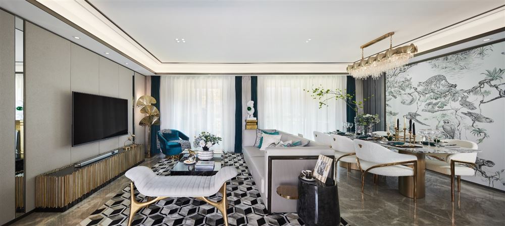 自貢市天驕國際新中式風格四居室裝修案例