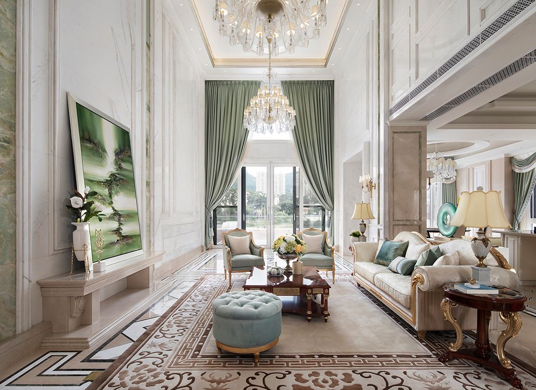 簡歐風格別墅裝修設計效果圖-天湖酈都別墅450平米-別墅客廳裝修設計 簡歐風格別墅裝修設計效果圖-天湖酈都別墅450平米-別墅客廳裝修設計