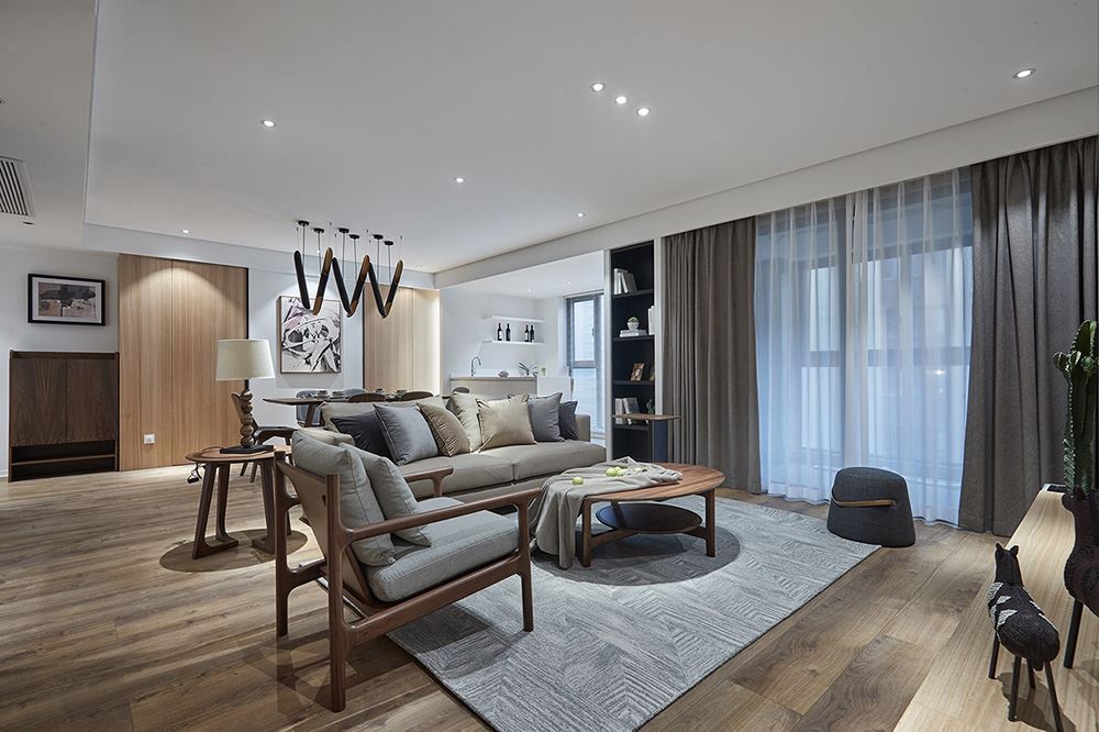 南寧市振寧現代魯班輕奢風格三居室裝修案例