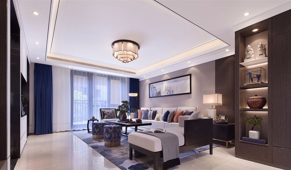 佛山市綠地熙江廣場新中式風格四居室裝修案例