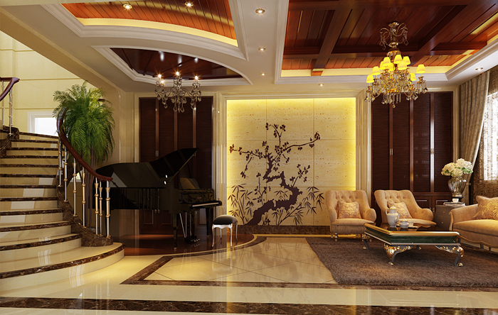 佛山裝修公司現代歐式風格別墅裝修效果圖-樓梯 佛山裝修公司現代歐式風格別墅裝修效果圖-樓梯